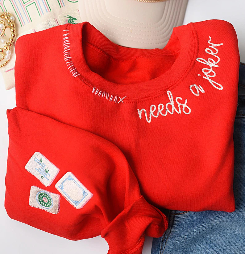 Mahjong Embroidered and Hand Stitched Sweatshirt, Needs A joker, Mahjong Tiles, Girls Night Mahjo... | Etsy (US)