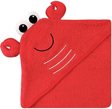 Luvable Friends Unisex Baby Cotton Animal Face Hooded Towel, Lobster, One Size | Amazon (US)