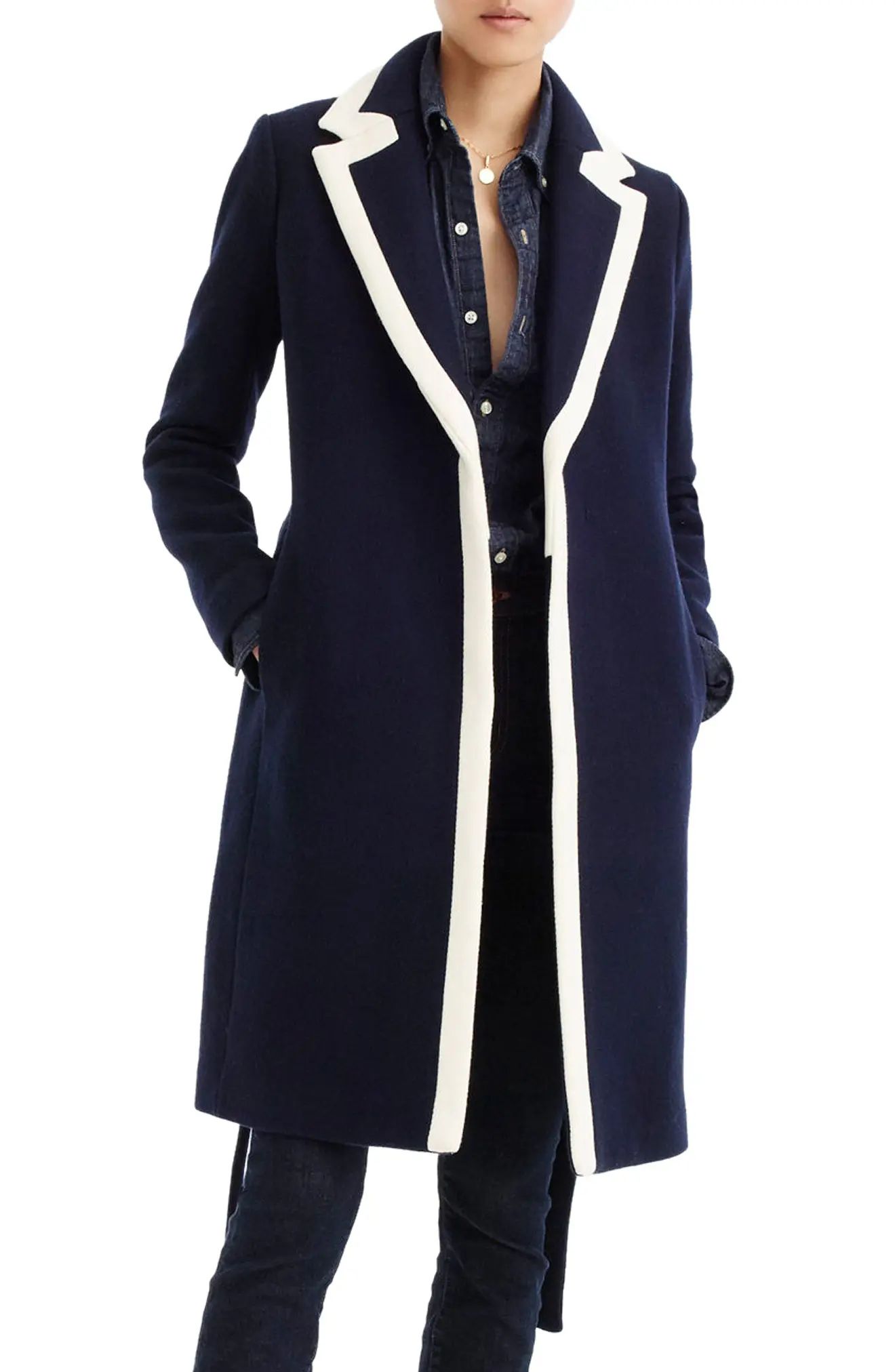 J.Crew Tipped Wrapped Stadium Cloth Coat | Nordstrom