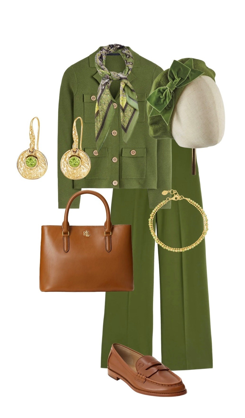 The kind of chic, Parisian inspired late summer / autumn outfit that will look equally fitting for the office or weekends in the country! This shade of green is this season’s Must Wear & looks stunning with gold jewellery and tan accessories 🌿👜✨

Forest Green Knitted Jacket & Forest Green Trousers - NEW at Boden (use code on homepage for discount)

Small Tan Leather Tote and Tan Leather Loafers - Ralph Lauren

Peridot and Hammered Gold Disc Drop Earrings & Orissa Peridot and Gold Bracelet - Dower and Hall (see other styles)

Moss Green Velvet Bow Beret - Imogen’s Imagination at Etsy

Green Paisley Printed Scarf - Mango


#LTKshoes #LTKstyletip #LTKbag #LTKworkwear #LTKluxury

#LTKautumn #LTKeurope #LTKuk