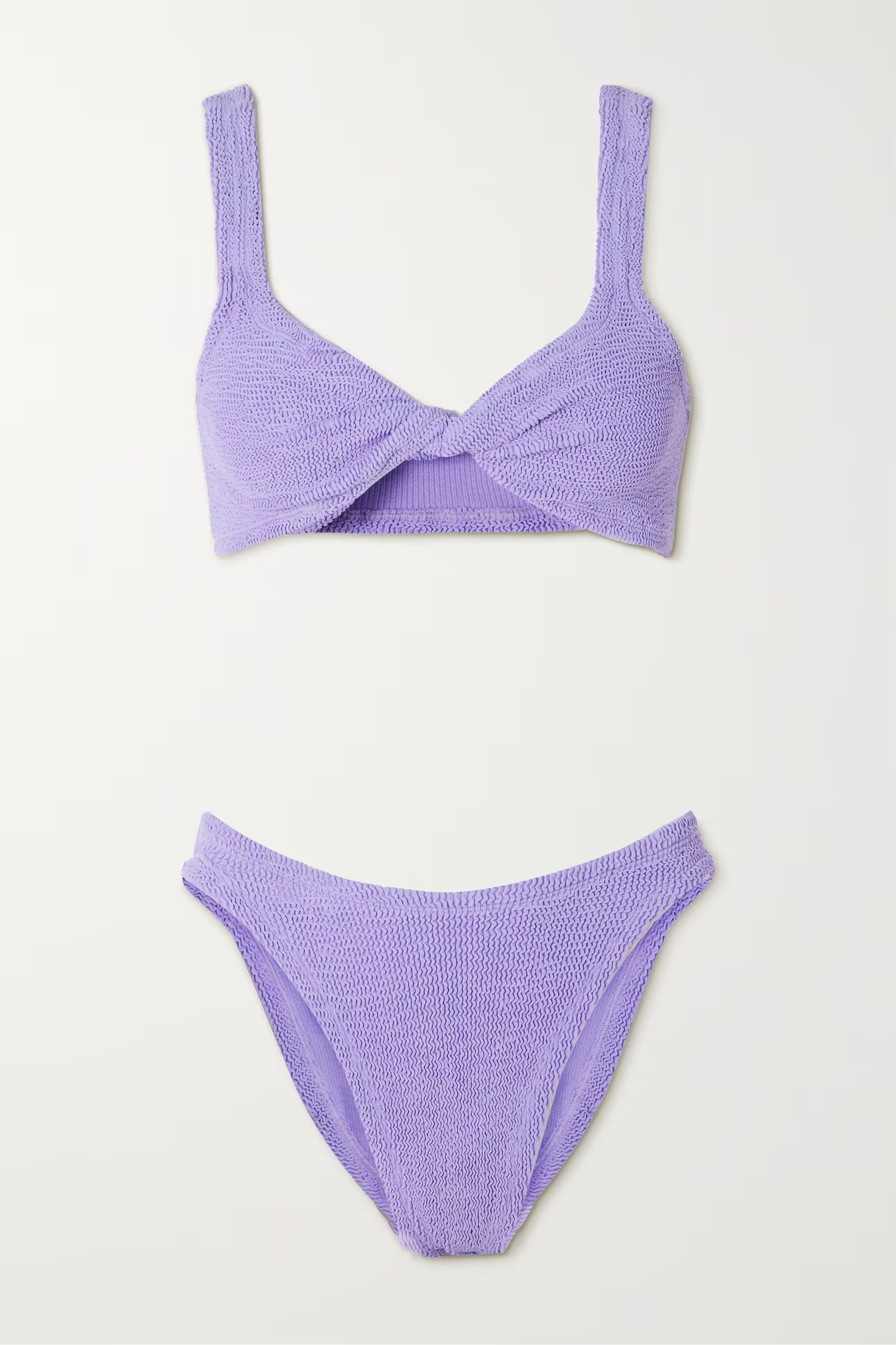 + NET SUSTAIN Juno twist-front seersucker bikini | NET-A-PORTER (UK & EU)