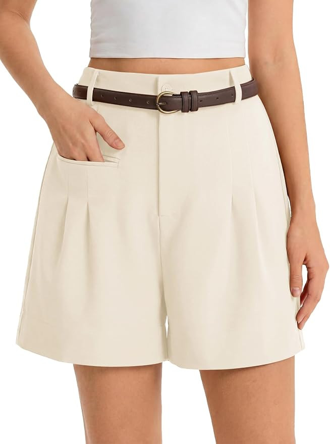 Cicy Bell Dress Shorts for Women High Waisted Dressy Casual Shorts Wide Leg Business Work Pleated... | Amazon (US)