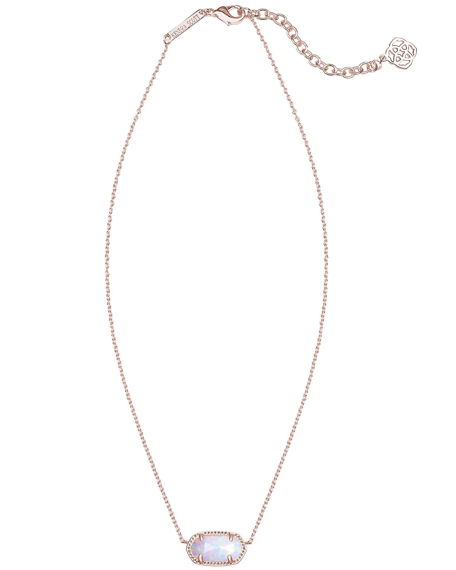 Elisa Rose Gold Pendant Necklace in White Kyocera Opal | Kendra Scott
