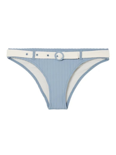 Solid & Striped - The Rachel Belted Ribbed Stretch-knit Bikini Briefs - Light blue | NET-A-PORTER (US)