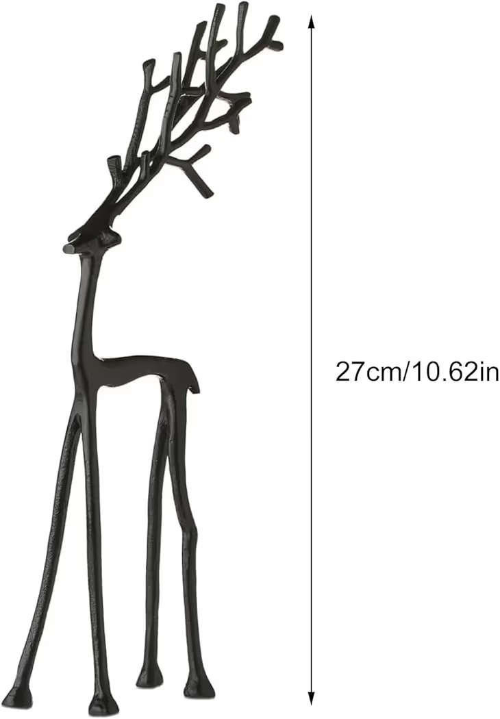 Black Metal Reindeer Christmas Decor, Black Finish European-Style Modern Decorative, Christmas Tabletop Ornaments for Mantel Fireplace Living Room Bedroom Home Decor (A) | Amazon (US)
