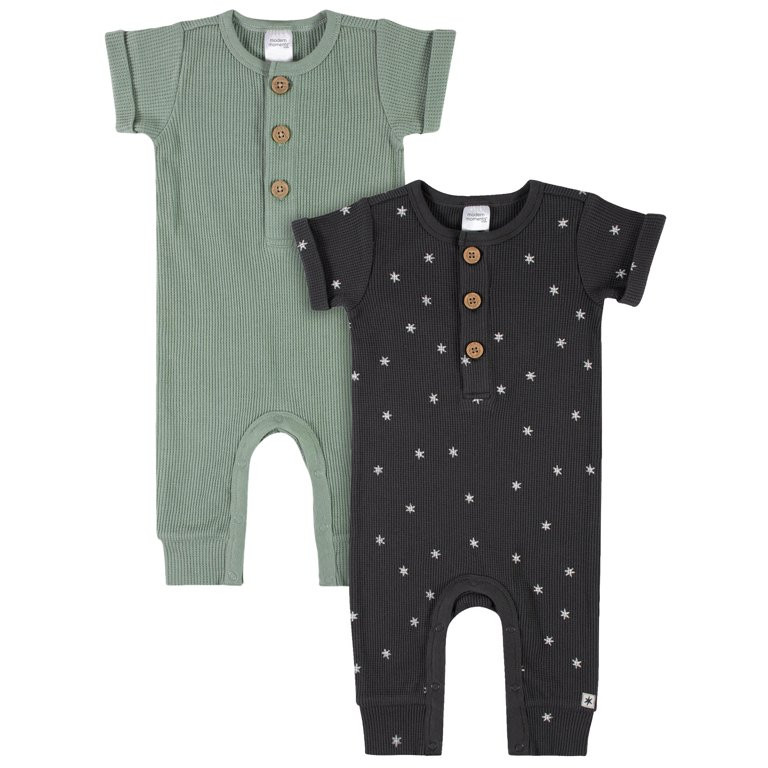 Modern Moments By Gerber Baby Boy Waffle Romper Set, 2-Pack, (0/3 Months - 24 Months) | Walmart (US)