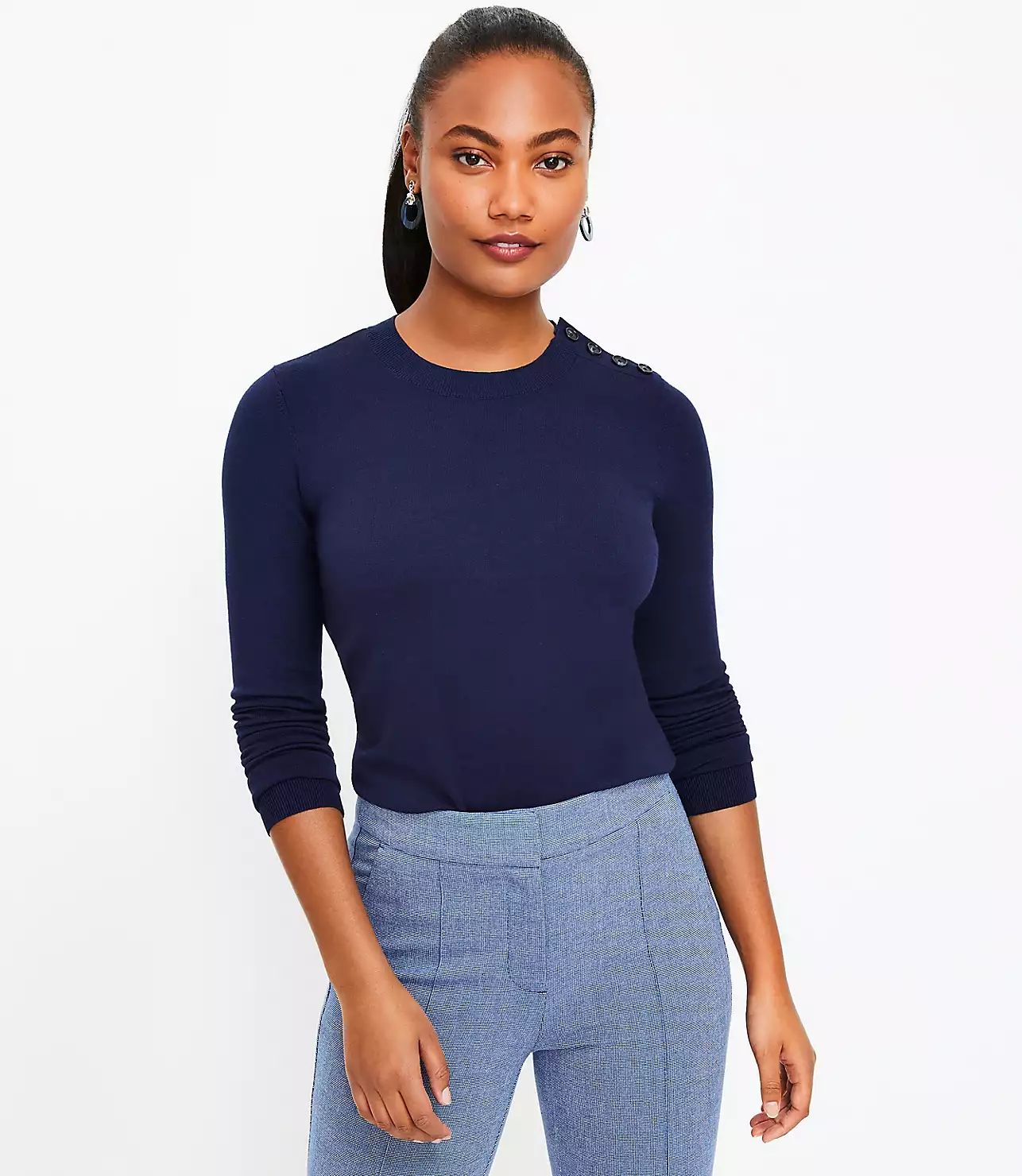 Shoulder Button Sweater | LOFT