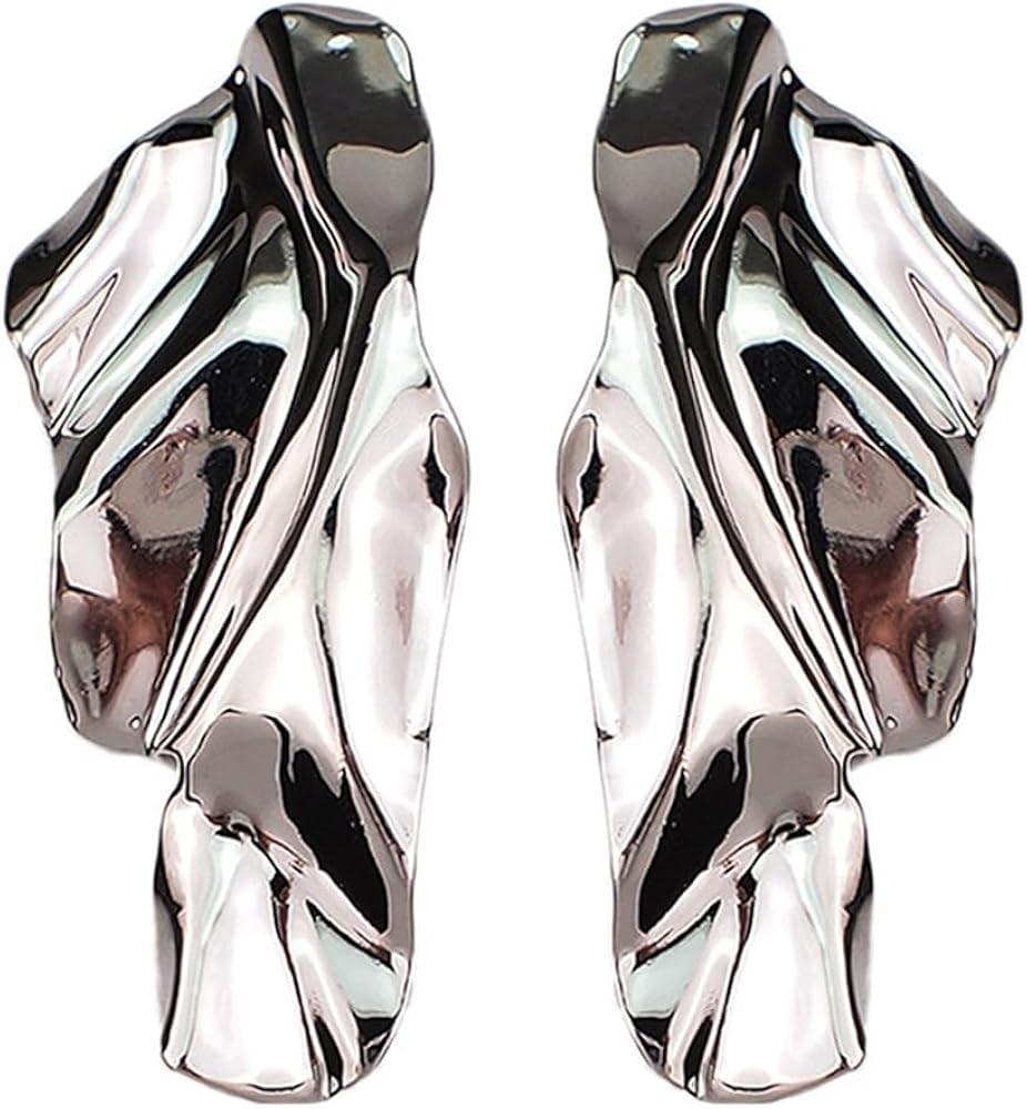Statement Geometric Metal Earrings for Women Large Fashion Irregular Minimalism Metal Simple Earr... | Amazon (US)
