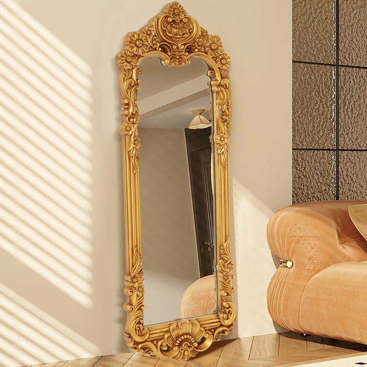 65.7" Oversized Vintage Gold Ornate Full Length Floor Mirror Baroque Decor Art | Homary