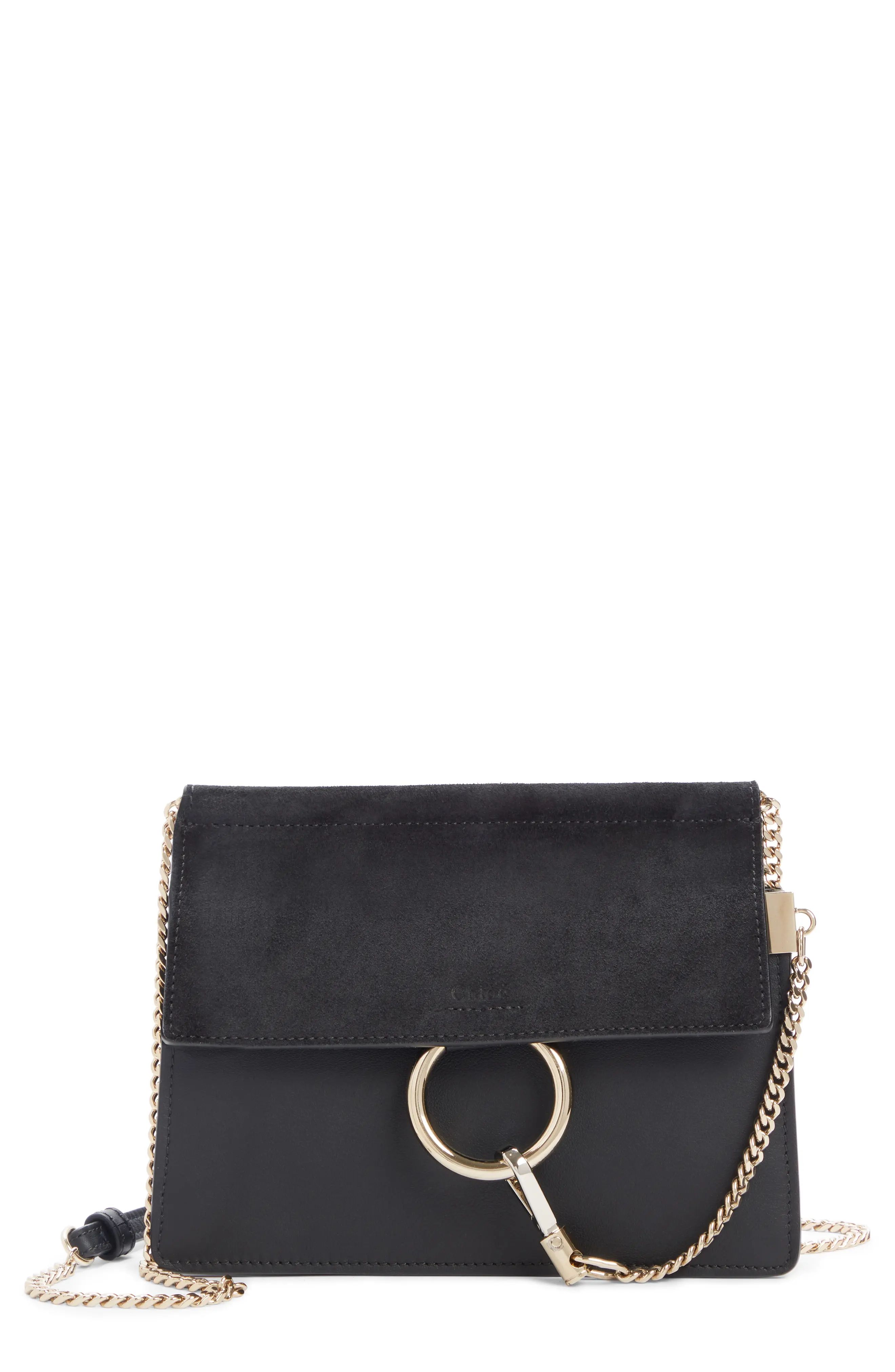 Chloe Mini Faye Suede & Leather Crossbody Bag - Black | Nordstrom