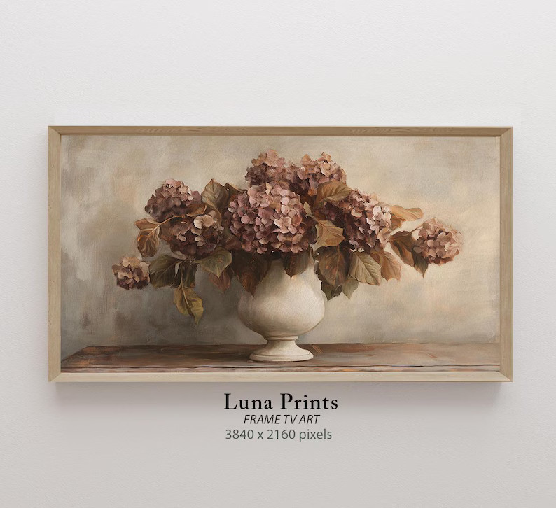 Fall Floral Frame TV, Autumn Hydrangea Stems Samsung Frame Tv Art, DIGITAL DOWNLOAD, Muted Toned ... | Etsy (US)