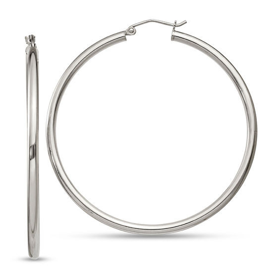 2.5 x 50.0mm Polished Hoop Earrings in Sterling Silver | Zales