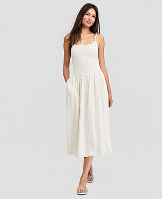And Now This Petite Beaded Strap Smocked Midi Dress, Macy's Exclusive - Macy's | Macy's
