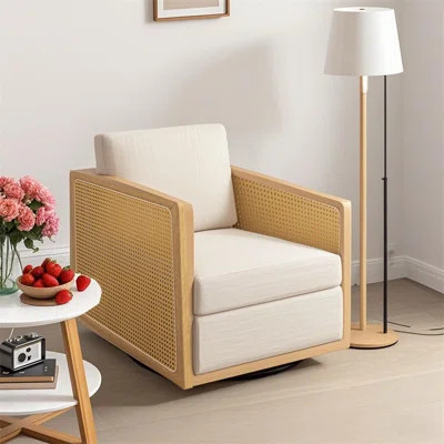 Swivel Barrel Chair & Rattan Accent Chair, Club Chair, Small Chair, Corner Chairs & Reading Chair For Bedroom, Side Chairs For Living Room, Reading No | Wayfair North America