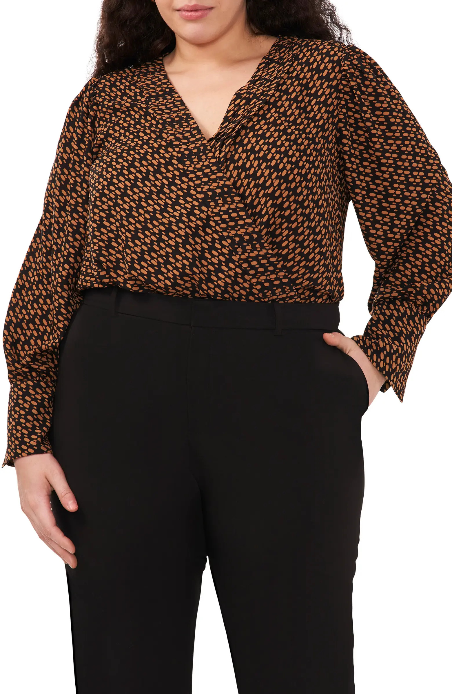Pintuck Surplice Neck Long Sleeve Blouse | Nordstrom