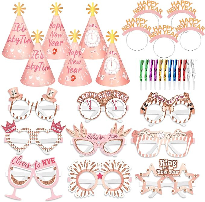 HOWAF 2026 News Year's Eve Party Supplie, Happy New Year Headband Tiara, New Years Glasses 2026, ... | Amazon (US)