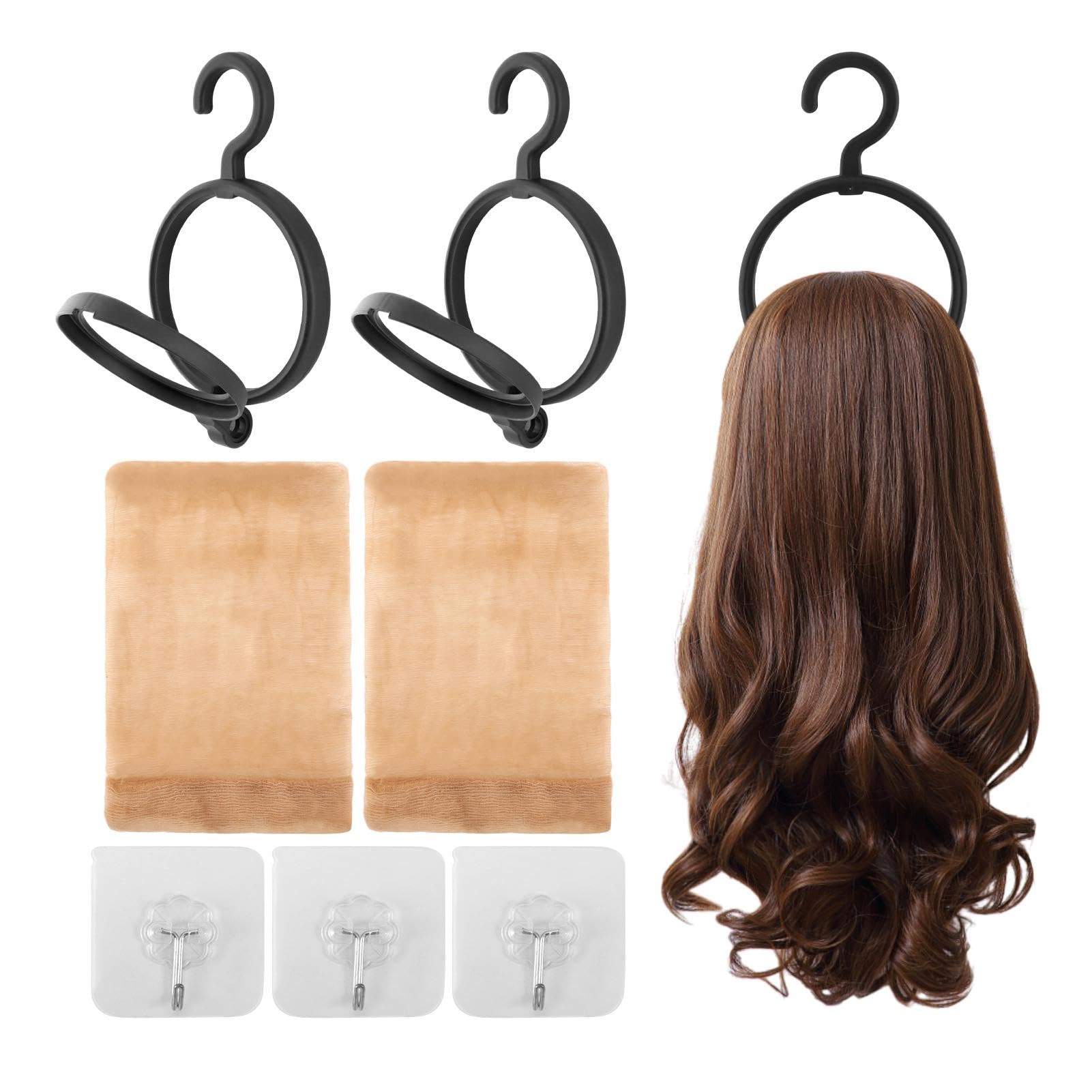 QWLWBU 3 Pack Hanging Wig Stand,Wall Mounted Wig Hanger Portable Wig Holder Collapsible Wig Stand... | Amazon (US)