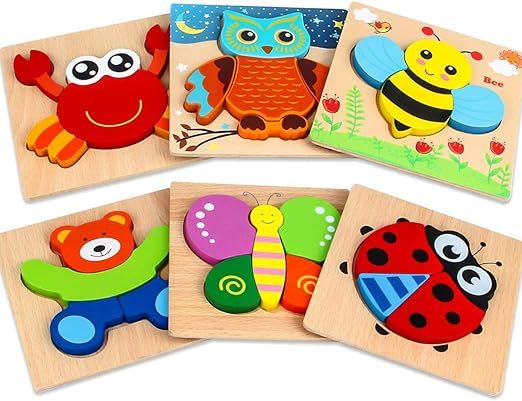 Dreampark Wooden Jigsaw Puzzles, 6 Pack Animal Puzzles for Toddlers Kids 1 2 3 Years Old Educatio... | Amazon (US)
