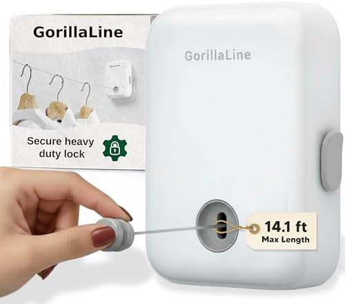 GorillaLine - Retractable Clothesline Indoor Outdoor Clothes Line | Heavy Duty Clothes Drying Lau... | Amazon (US)