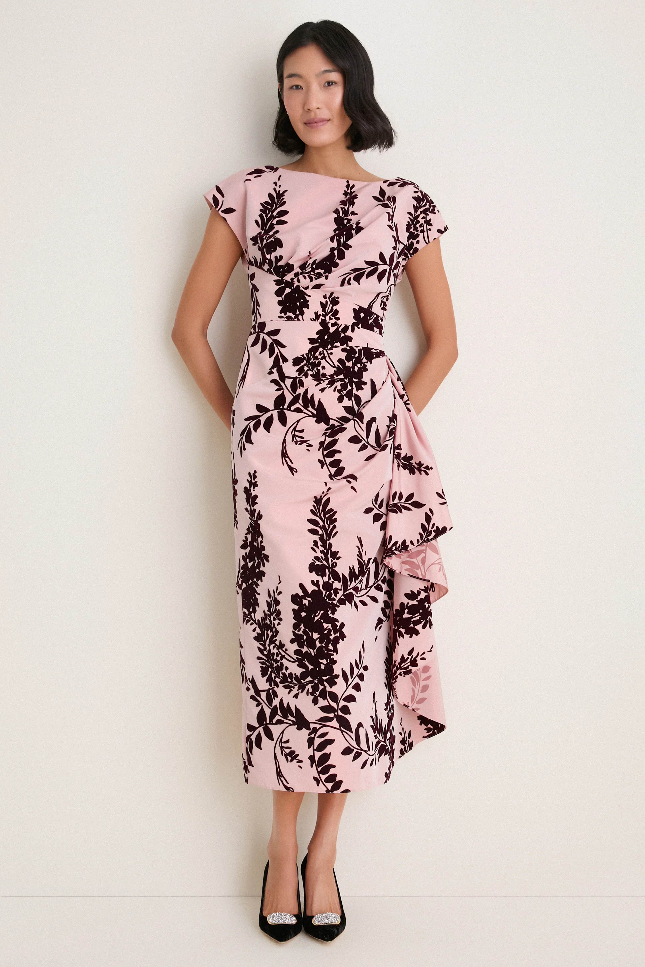 Dusty Rose and Oxblood Flocked Taffeta Florence Dress | Tuckernuck (US)