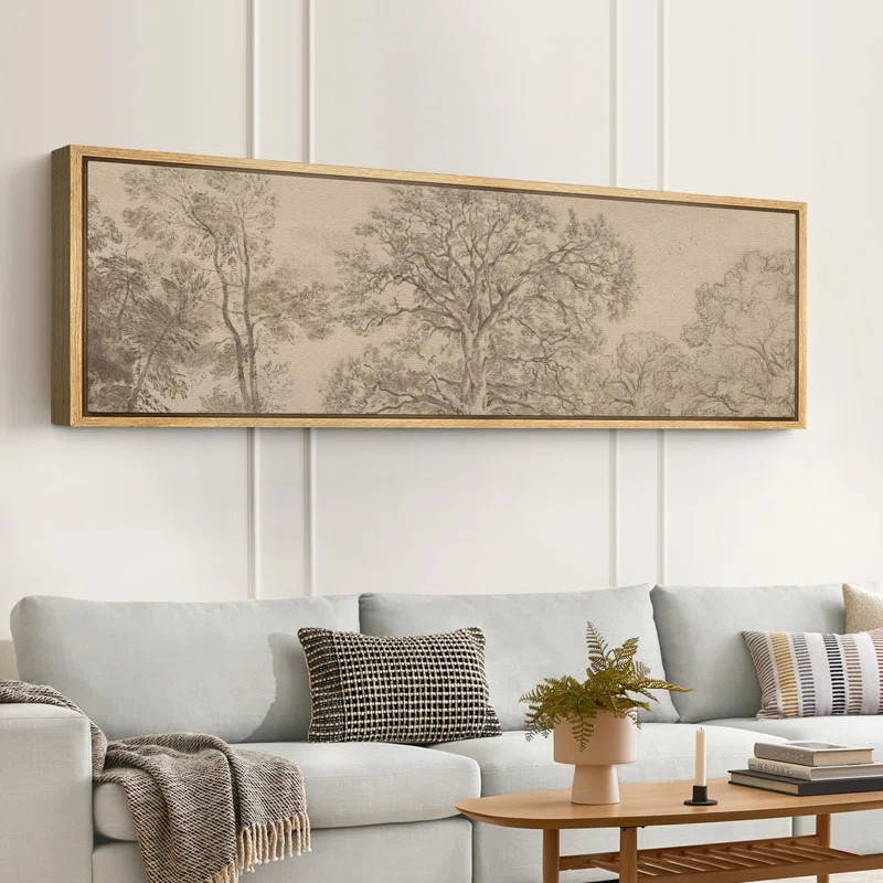 Rustic Countryside Vintage Landscape Sketch Tree and Landscape Pattern Modern Art Extra Large Art... | Wayfair North America