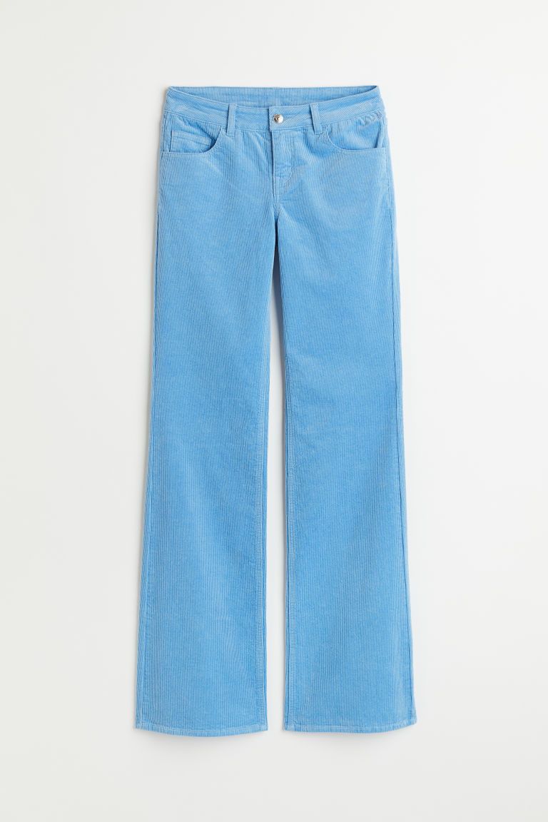 H & M - Flared Corduroy Pants - Blue | H&M (US + CA)