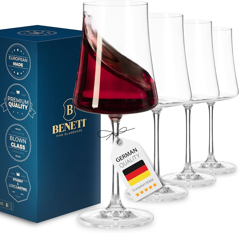 European Wine Glasses, High-End Stylish Wine Glass, [4 Pack] 15 Ounces Red Wine Glasses, Premium ... | Amazon (US)