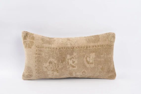 Handmade Turkish Kilim Pillow, 12x24 Sham Cover, Boho Carpet Pillow, Decorative Throw Pillow, Kil... | Etsy (US)