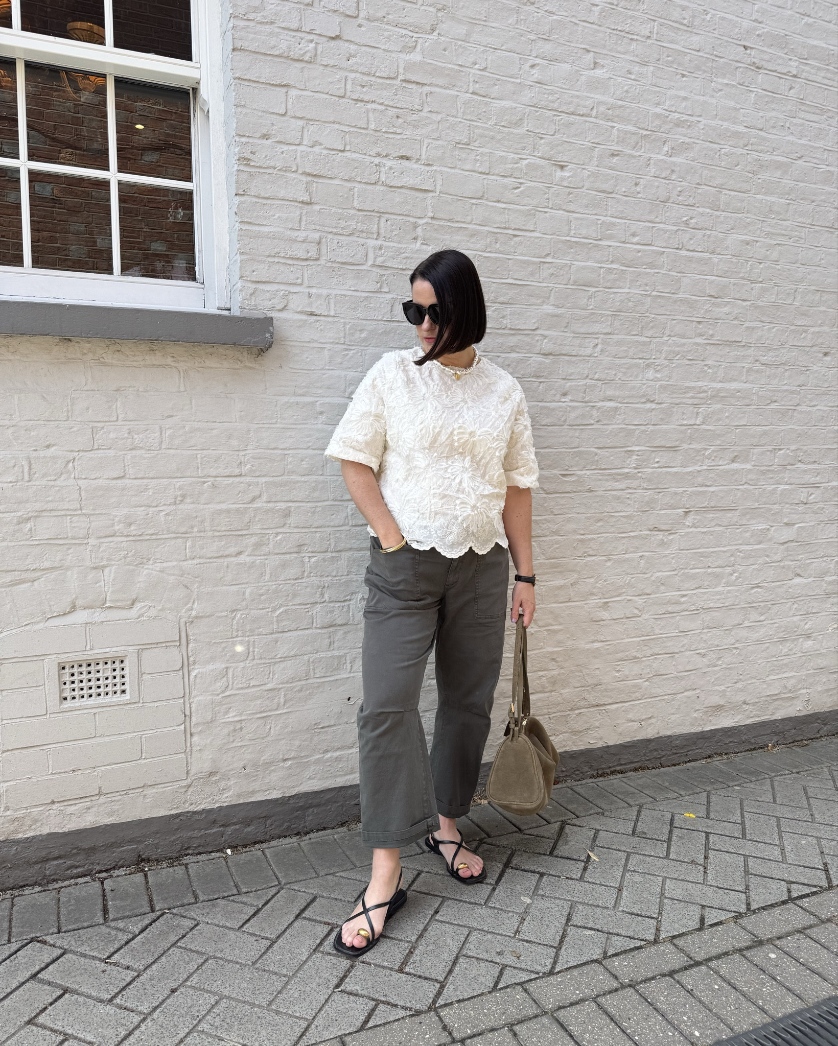 Nice top and relaxed trousers
Barrel cotton trousers
Lace detail top
Straps Sandals
Suede Bag

#LTKsummer #LTKeurope #LTKuk