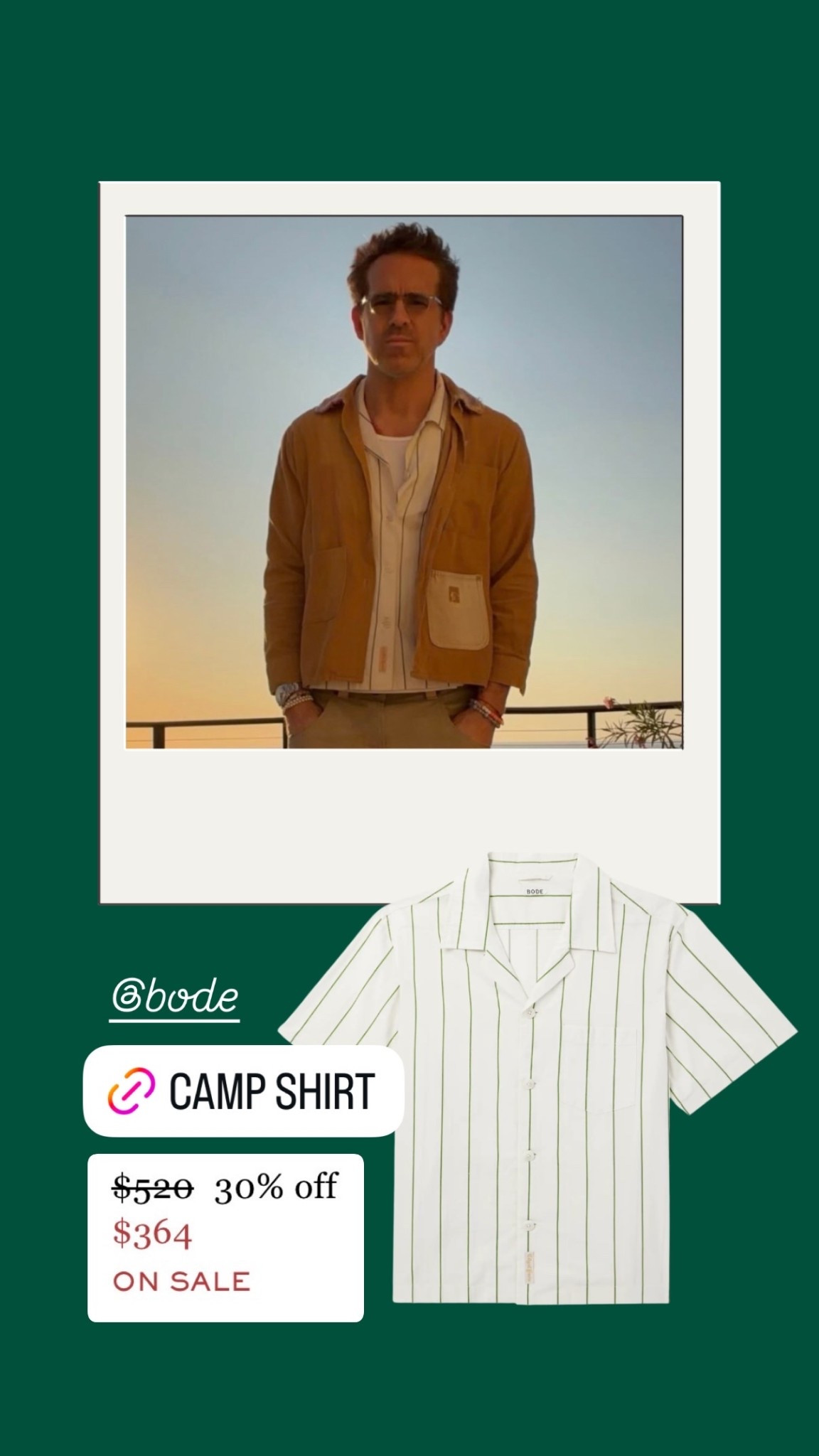 Ryan Reynolds’ camp-collar Bode shirt is on major sale!

#LTKMens #LTKOver40 #LTKSaleAlert