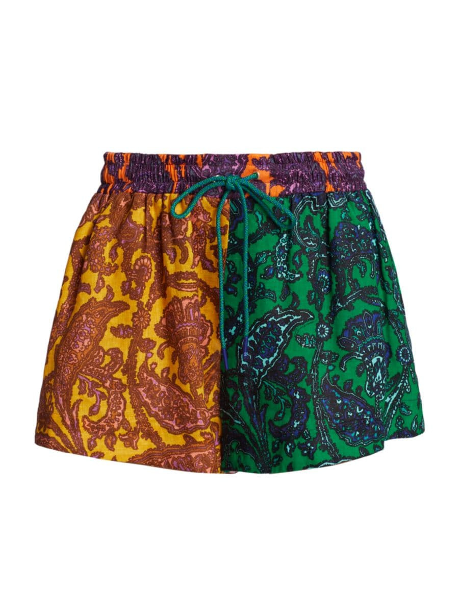 Tiggy Paisley Linen Drawstring Shorts | Saks Fifth Avenue