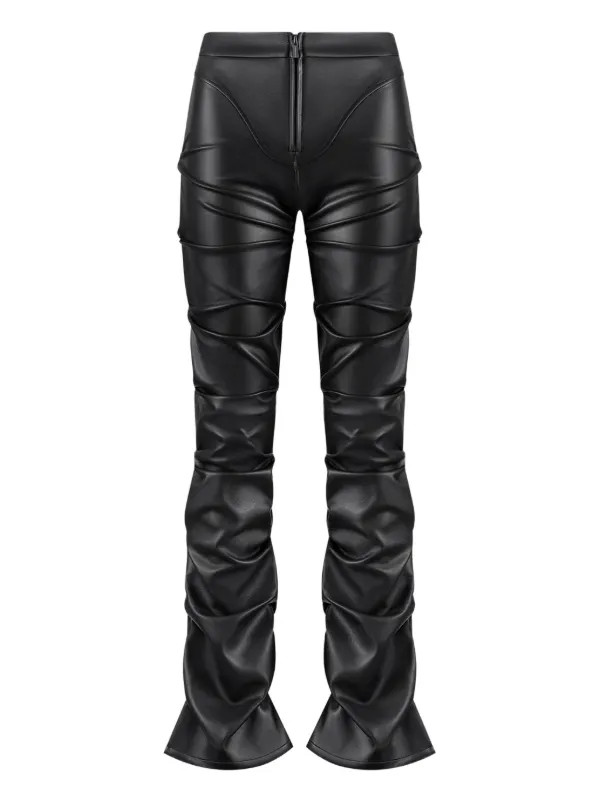 Caroline tacked leather flared trousers | Farfetch Global