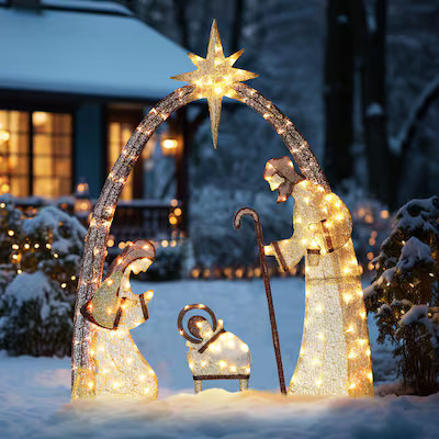VEIKOUS 60.8-in Freestanding Nativity Yard decoration with White LED Lights | Lowe's
