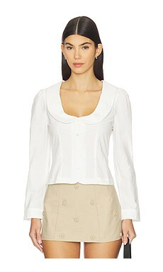 My Mum Made It Curved Collar Button Shirt in White from Revolve.com | Revolve Clothing (Global)