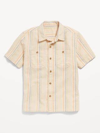 Textured Striped Dobby Pocket Shirt for Boys | Old Navy (US)