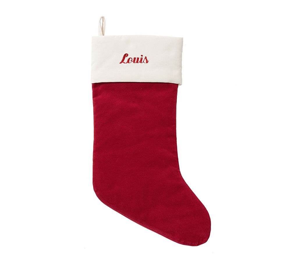 Velvet Stocking, Red with Ivory Cuff - Medium 12.25&amp;quot;x19.5&amp;quot; | Pottery Barn (US)
