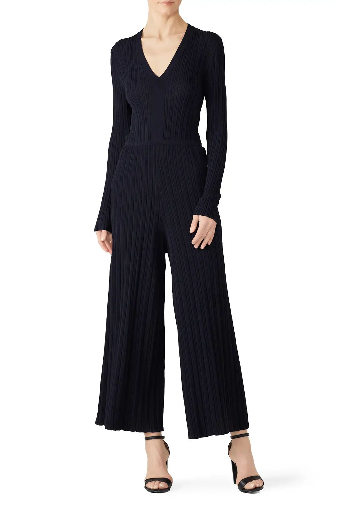 RACHEL ROY COLLECTION Navy Rib Jumpsuit | Rent The Runway