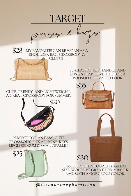 Target spring & summer bags
Crossbody bag
Work bags
Clutch, date night bag
Affordable purse

#LTKStyleTip #LTKWorkwear #LTKFindsUnder50