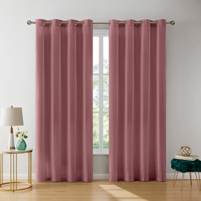 HLC.ME Sawyer Premium Luxurious Lush Velvet Soft Light Filtering Grommet Window Drapery Curtains - Set of 2  - Blush Pink, 54 W x 96 L | Target