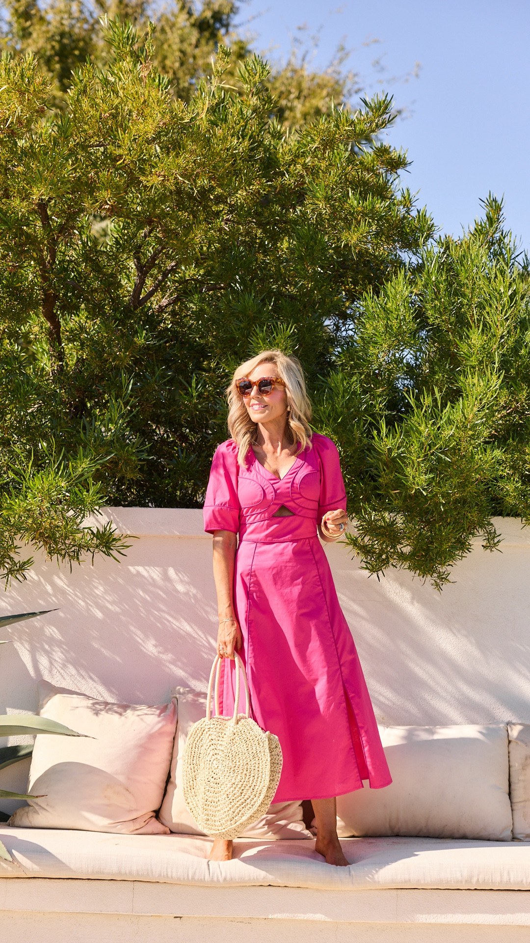 Avara exclusive. the Andrea Dress!! wearing XS and runs TTS, this gorgeous pink poplin midi was made for resort getaways • 

#LTKSeasonal #LTKOver40 #LTKTravel