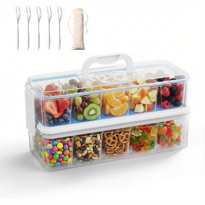 Double-Layer Portable Snack Organizer Box with 2 Ice Packs, 10-Compartment Food Storage Container for Picnics, Outdoor Parties | Target