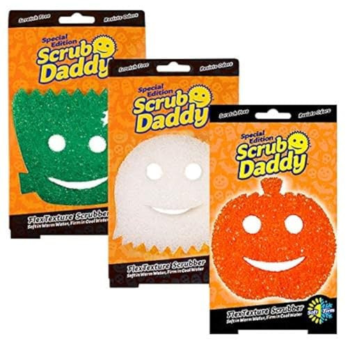Scrub Daddy Halloween Scrubber, Cleaning Sponges for Washing Up, Dish, Kitchen Sponge, Non Scratch Multi-Use Scrubbing, FlexTexture Firm & Soft Design, Dishwashing Safe, 3-Pack | Amazon (US)