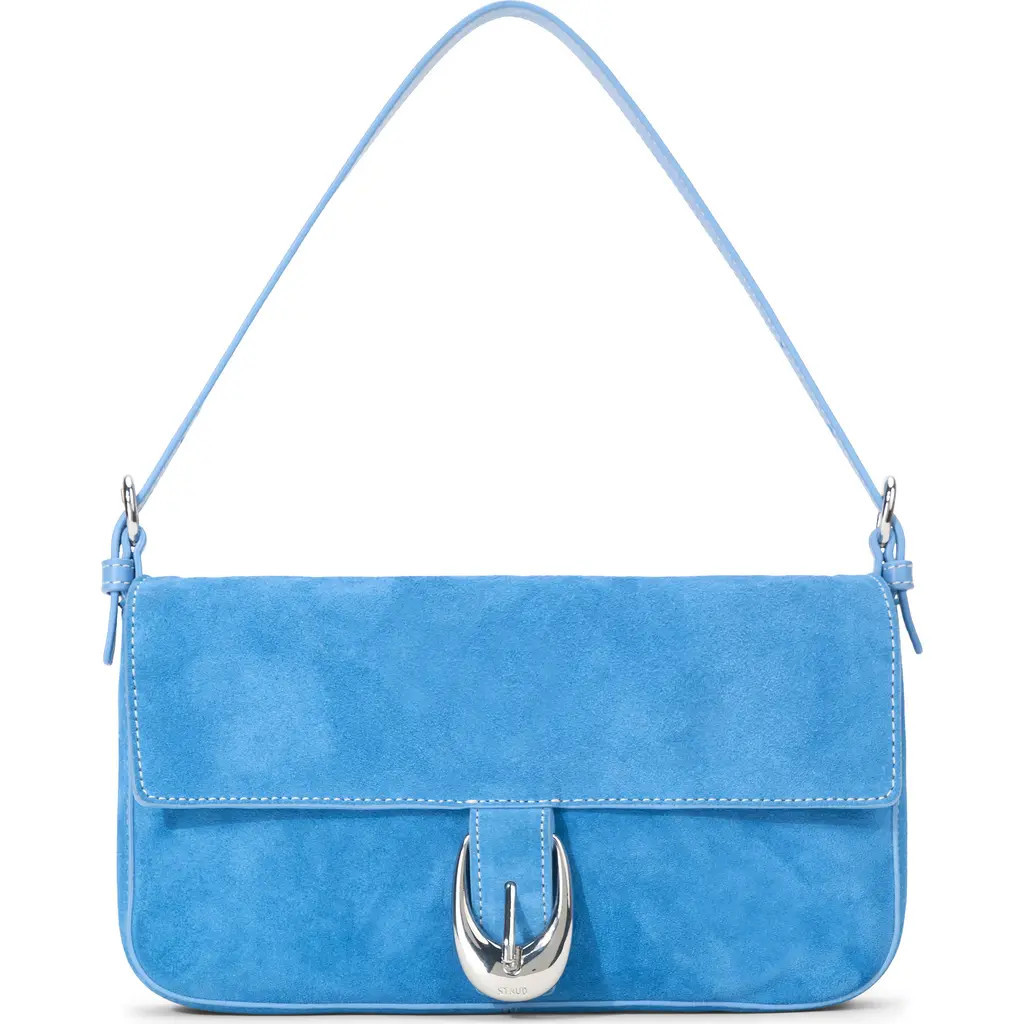 STAUD Harlow Suede Shoulder Bag in Staud Blue at Nordstrom | Nordstrom