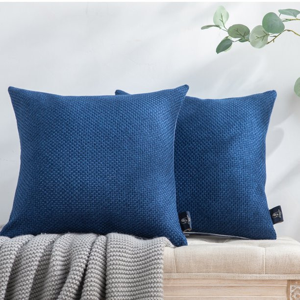 Phantoscope Classic Woven Textured Thick Solid Color Checker Plaid Series Decorative Throw Pillow... | Walmart (US)