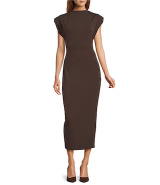 Harper Mock Neck Cap Sleeve Midi Sheath Dress | Dillard's