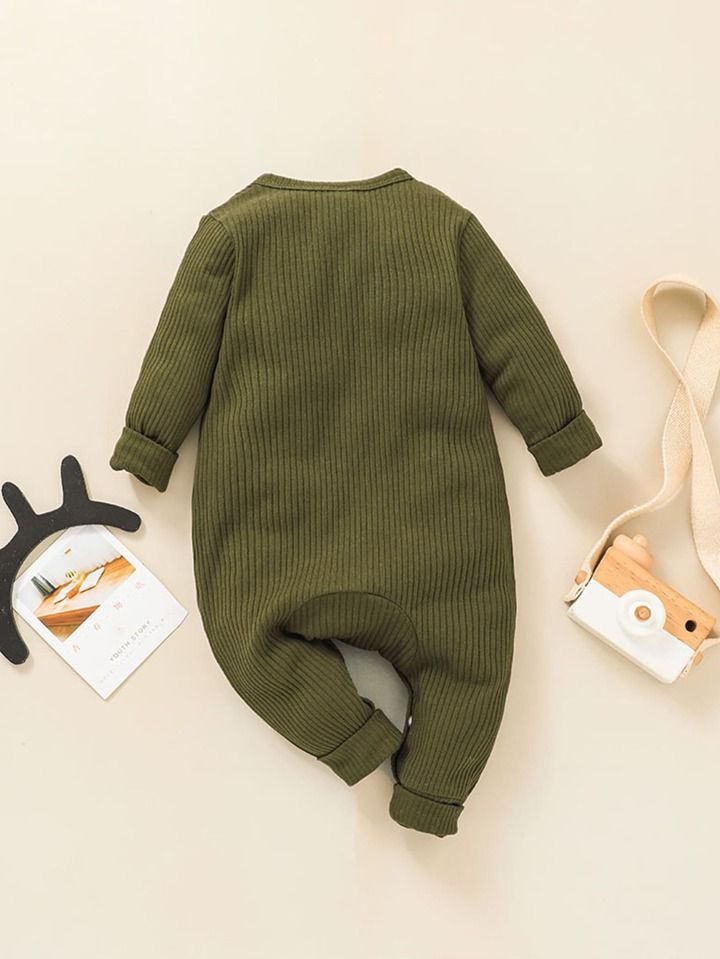 Baby Boy Solid Half Button Jumpsuit | SHEIN