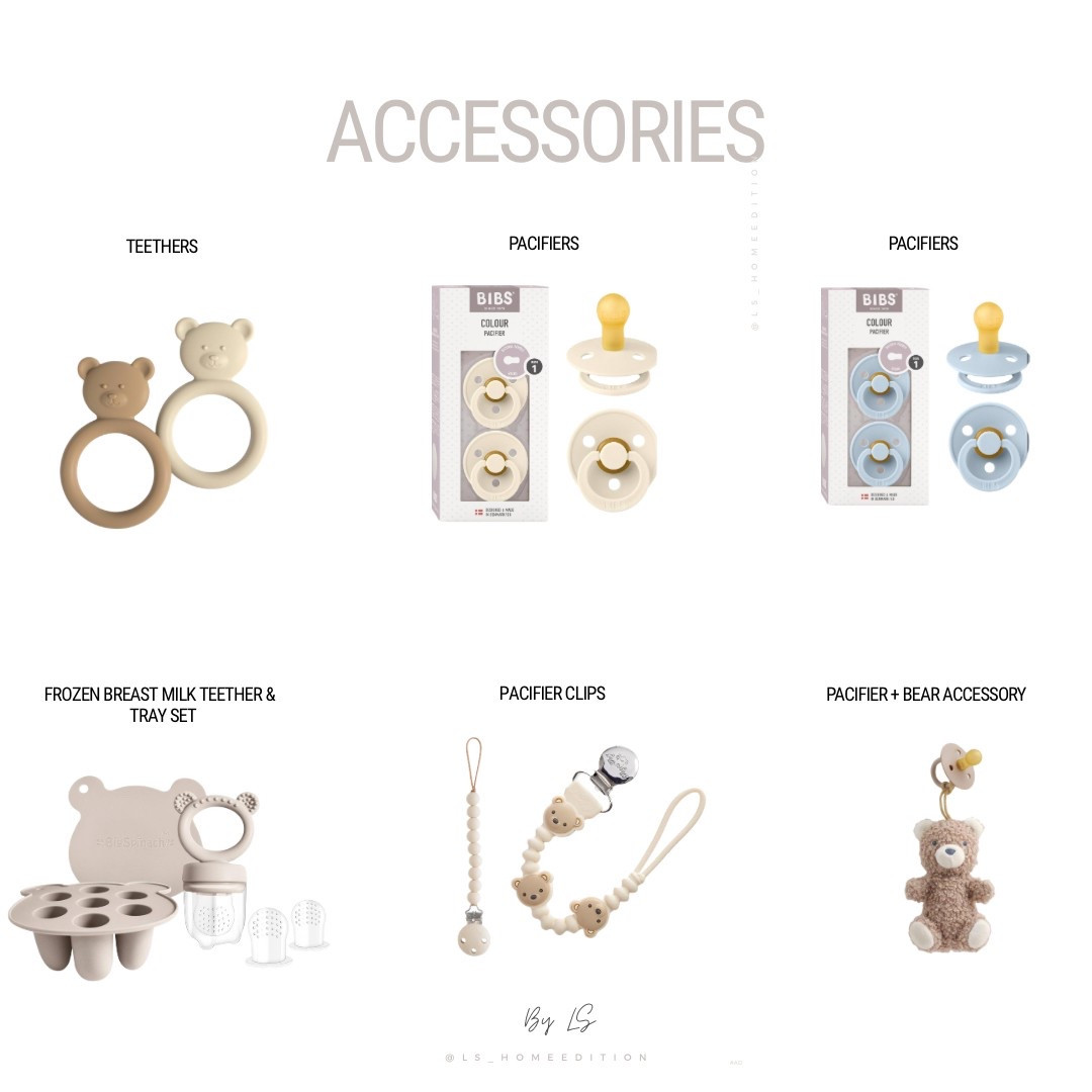 Baby Accessories Registry Items
#babyaccessories #babyregistry #paciclips #pacifiers #teethingtoys #teething #teethingpopsicles #babymolds 

#LTKBump #LTKBaby
