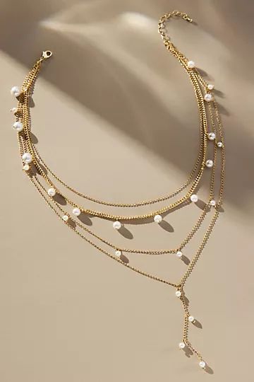 Tiered Gold & Pearl Necklace | Anthropologie (US)