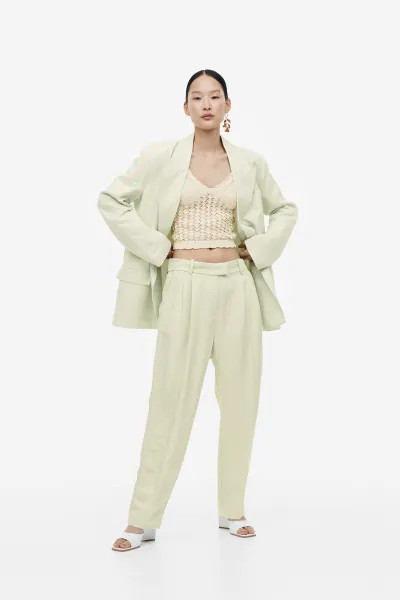 Tapered Linen-blend Pants | H&M (US + CA)