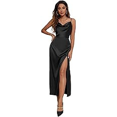 Aigeman Women's Sexy Spaghetti Straps Backless Maxi Dress Drape Cowl Neck Side Slit Cocktail Part... | Amazon (US)